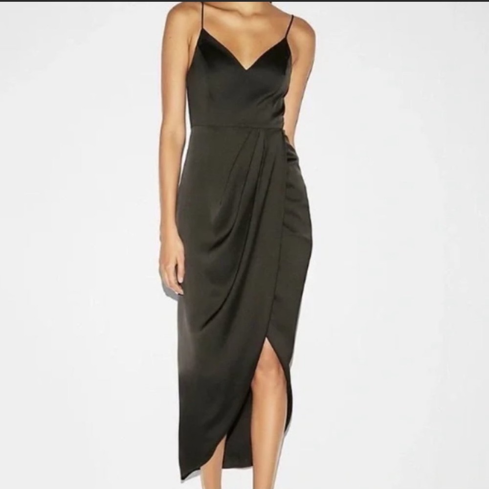 Express Black Satin Dress NWT